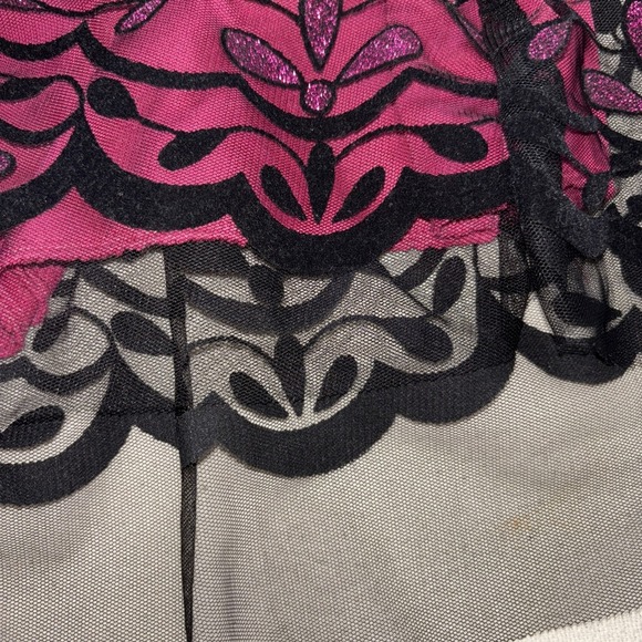 VTG Burgundy Black Sheer Slip Dress Spaghetti Straps Whimsigoth Babydoll Fairy S - Picture 8 of 14